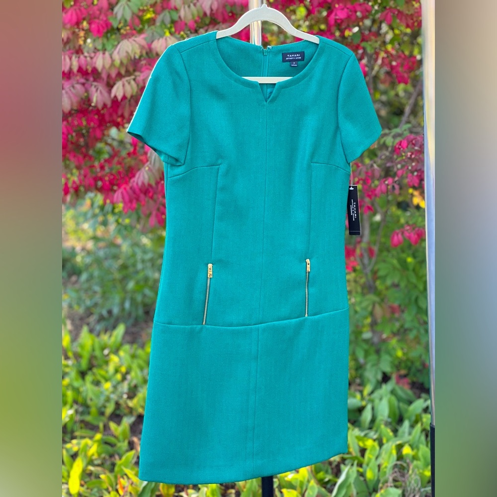 Tahari Sheath Dress in Blue/Turquoise Color